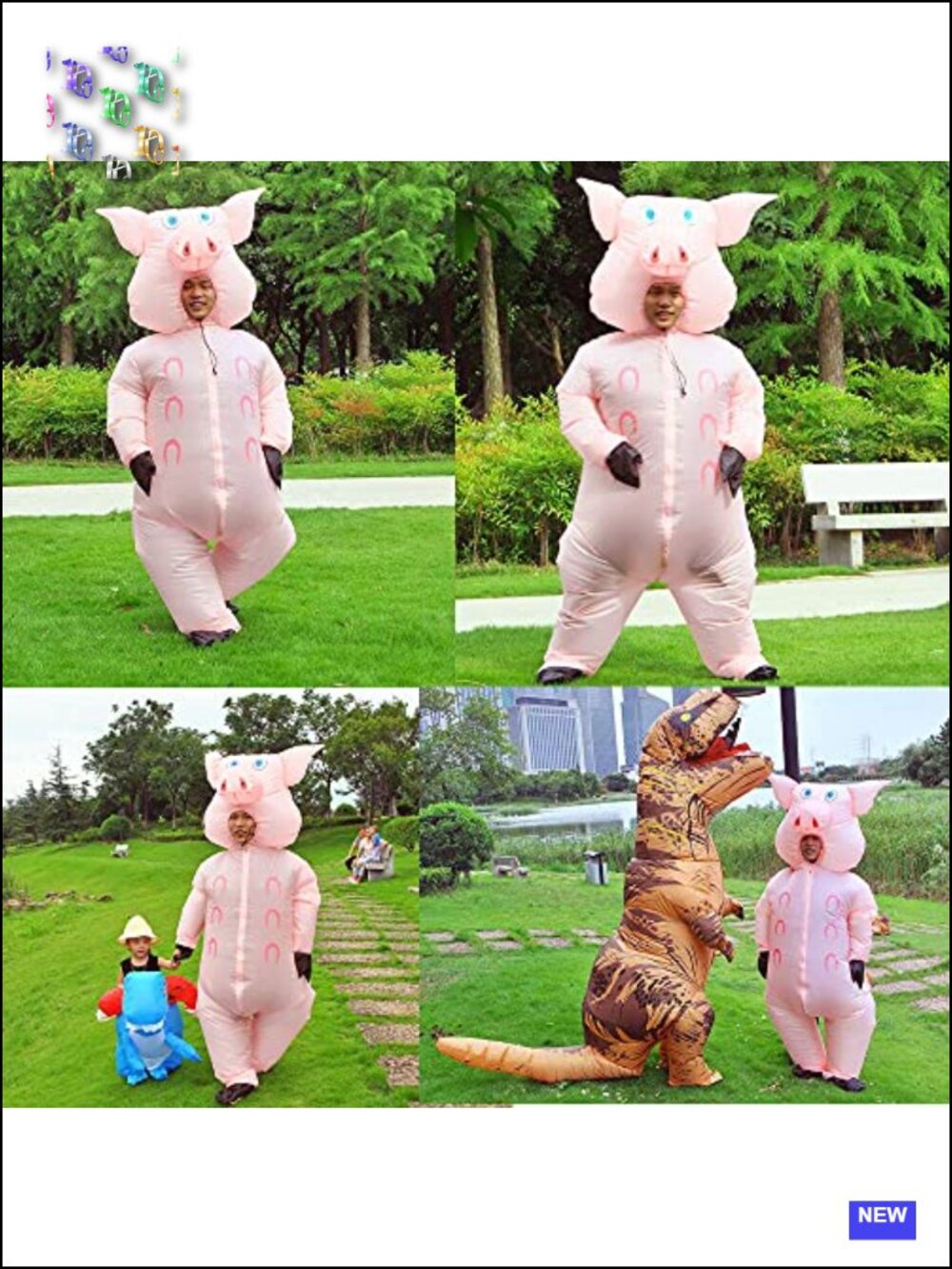 Inflatable Pig Costume Adult Blow Up Halloween Cosplay Party - Picture 5 of 6